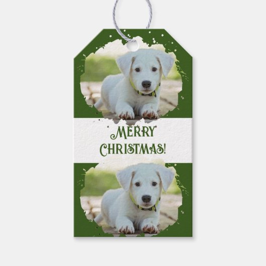 Niedlicher Hund liebt Personalisiertes Foto Muster Geschenkanhänger (Vorderseite)