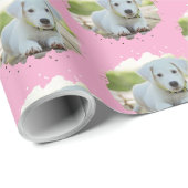 Niedlicher Hund liebt Personalisiertes Foto Muster Geschenkpapier (Rolleneckpunkt)