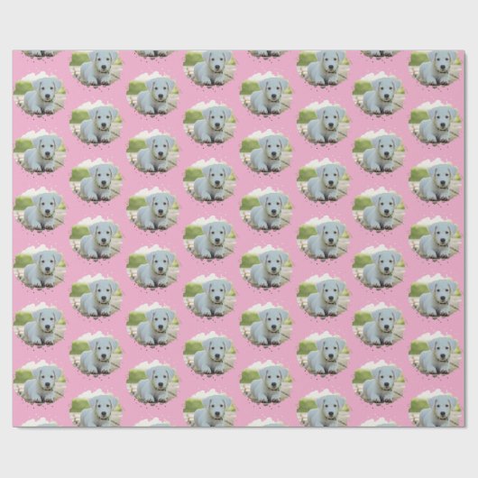 Niedlicher Hund liebt Personalisiertes Foto Muster Geschenkpapier (Flach)