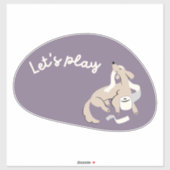 Niedlicher Hund, lila, "Lass uns spielen!" Aufkleber (Blatt)