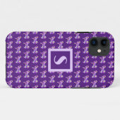 Niedlicher Hund Lila Silhouette Monogramm Case-Mate iPhone Hülle (Rückseite (Horizontal))
