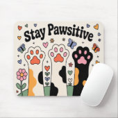 Niedlicher Hund Lover Bleibe Pawsitive Mousepad (Mit Mouse)