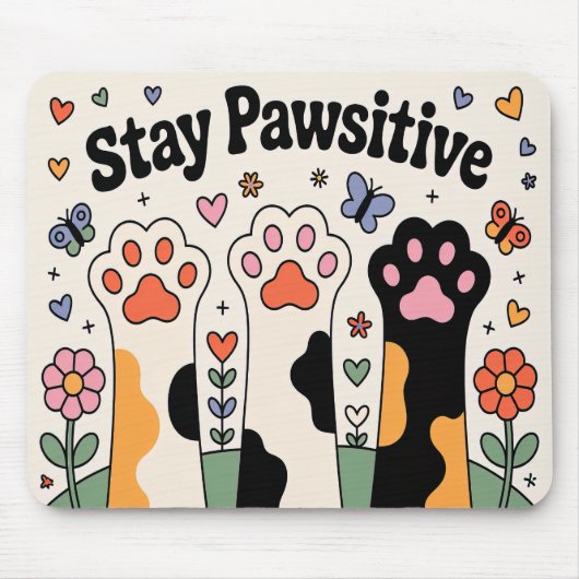 Niedlicher Hund Lover Bleibe Pawsitive Mousepad (Vorne)