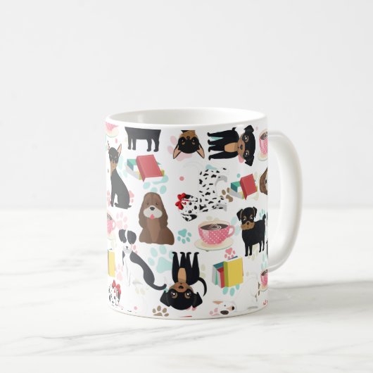 Niedlicher Hund Lover Buch Lover Kaffeetasse (VorderseiteRechts)