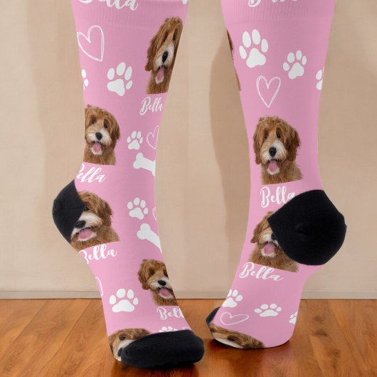 Niedlicher Hund Lover Pink Foto Socken