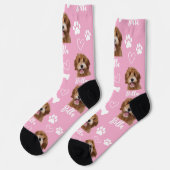 Niedlicher Hund Lover Pink Foto Socken (Linkes Detail)