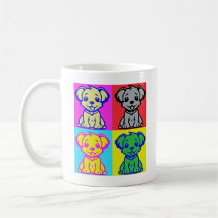 Niedlicher Hund Lover Pop Art Four Puppies Kaffeetasse