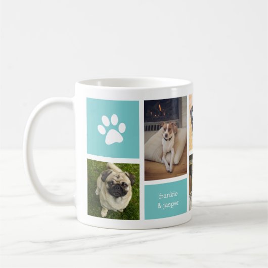 Niedlicher Hund Mama Haustier Foto Collage Kaffeek Kaffeetasse (Links)