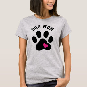 Niedlicher Hund Mama schwarze Paw mit Herz T-Shirt