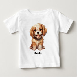 Niedlicher Hund mit bearbeitbarem Namen Baby T-shirt