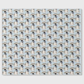 niedlicher Hund mit blauem Bogen Geschenkpapier (Flach)