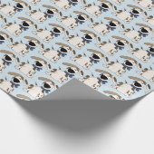 niedlicher Hund mit blauem Bogen Geschenkpapier (Ecke)