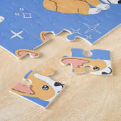 Niedlicher Hund mit blauem Hintergrund Puzzle (Seite)