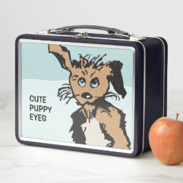 Niedlicher Hund mit blauen Welpenaugen Metall Brotdose