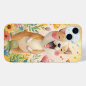 Niedlicher Hund mit Blume singen Case-Mate iPhone Hülle (Rückseite (Horizontal))