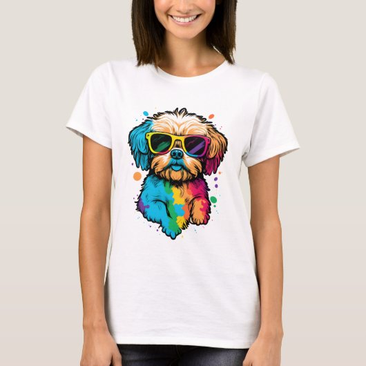 Niedlicher Hund mit Brille-T - Shirt (Vorderseite)