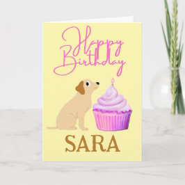 NIEDLICHER HUND MIT CUPCAKE BIRTHDAY Card Karte