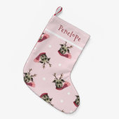 Niedlicher Hund mit dem Geweih-Muster Kleiner Weihnachtsstrumpf (Vorderansicht (hängend))