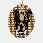 Niedlicher Hund mit dem Schnurrbart, den Brillen Keramikornament (Rechts)