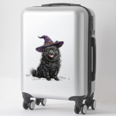 Niedlicher Hund mit einem Halloween-Wizard-Hut Aufkleber (Koffer)