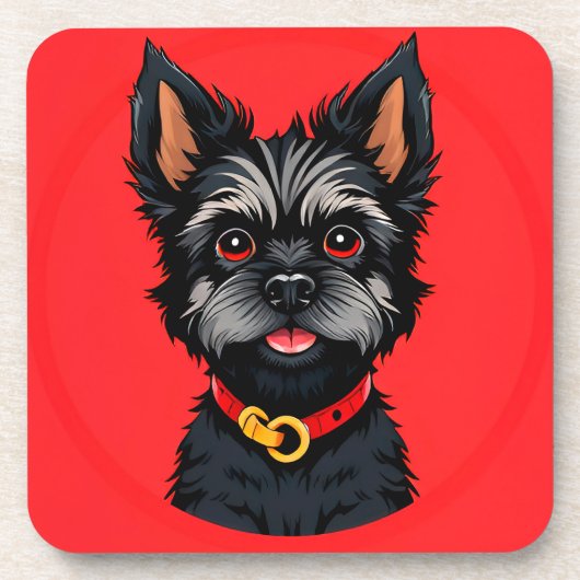 Niedlicher Hund mit farbenfroher Collar Getränkeuntersetzer (Vorderseite)