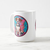 Niedlicher Hund mit farbenfroher Collar Kaffeetasse (Vorderseite Links)