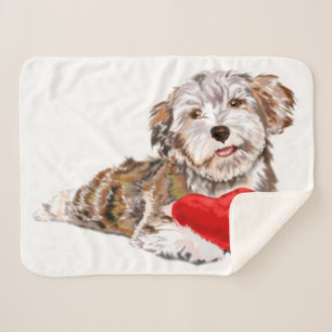 Niedlicher Hund mit Geschenk Baby Sherpa Blanket Sherpadecke