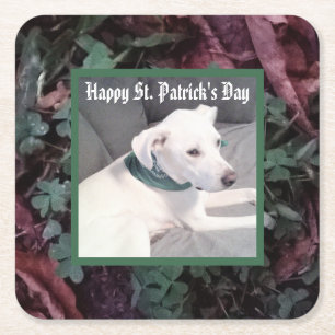 Niedlicher Hund mit grünem Scarf St. Patricks Day Rechteckiger Pappuntersetzer