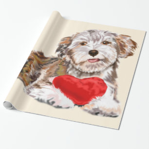 Niedlicher Hund mit Herz-Geschenkpapier Geschenkpapier