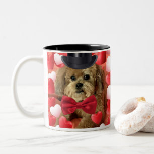 Niedlicher Hund mit Herz - Valentin Zweifarbige Tasse