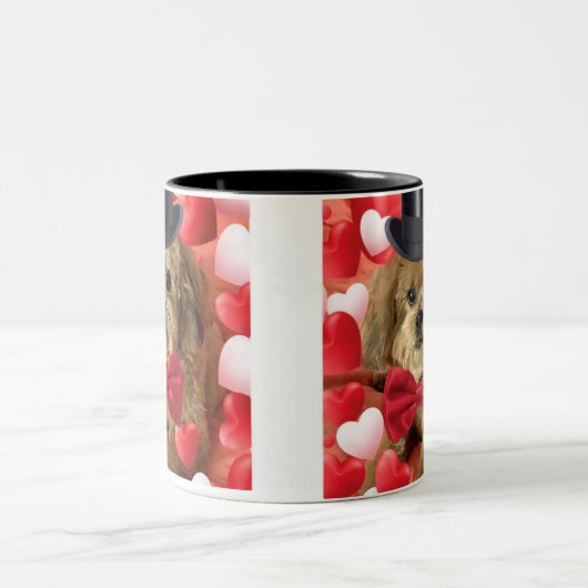 Niedlicher Hund mit Herz - Valentin Zweifarbige Tasse (Mittel)