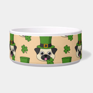 Niedlicher Hund mit Hut und Kleeblatt St Patrick's Napf