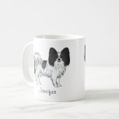 Niedlicher Hund mit Individuelle Name aus schwarze Kaffeetasse (Vorderseite Links)