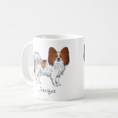 Niedlicher Hund mit Individuelle Name, rot und wei Kaffeetasse (Vorderseite Links)