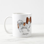 Niedlicher Hund mit Individuelle Name, rot und wei Kaffeetasse (Links)