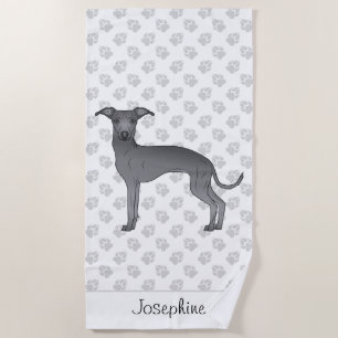 Niedlicher Hund mit Individuelle Name Strandtuch