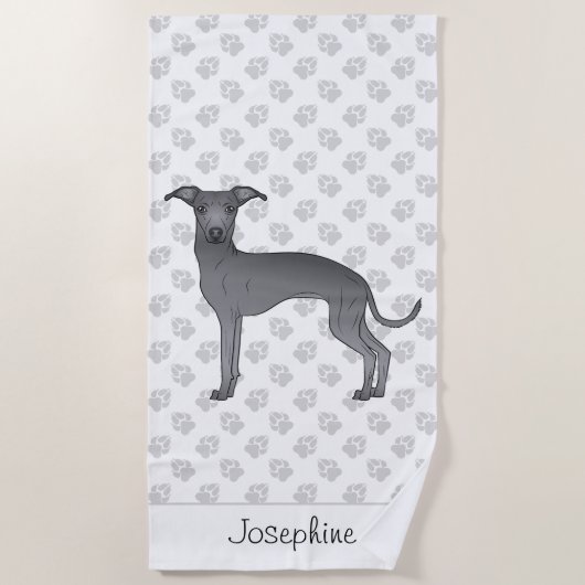 Niedlicher Hund mit Individuelle Name Strandtuch (Vorderseite)