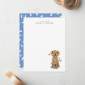 Niedlicher Hund mit Knochen Mitteilungskarte (Vorderseite/Rückseite Beispiel)