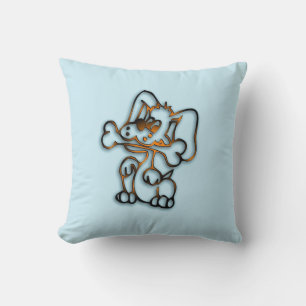 Niedlicher Hund mit Knochenkissen Kissen