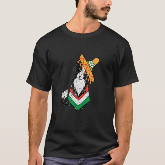 Niedlicher Hund mit mexikanischem Poncho Cinco De T-Shirt (Vorderseite)