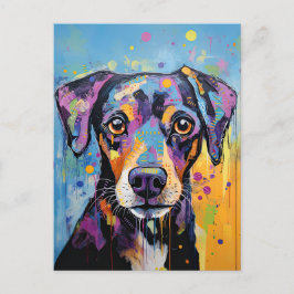 Niedlicher Hund mit Mixed Media Animal Pet Postkarte
