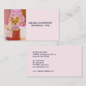 Niedlicher Hund mit Pink Bow Weihnachts-Foto Visitenkarte (Vorne/Hinten)