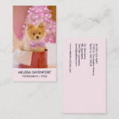 Niedlicher Hund mit Pink Bow Weihnachts-Foto Visitenkarte (Vorne/Hinten)
