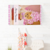 Niedlicher Hund mit Pink Bow Weihnachtsfoto Banner (Insitu)