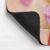 Niedlicher Hund mit Pink Bow Weihnachtsfoto Mousepad (Ecke)
