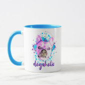 Niedlicher Hund mit rosa blaue Dogaholie Tasse (Links)