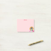 Niedlicher Hund mit rosa Blume Post-it Klebezettel (Auf Schreibtisch)