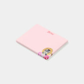 Niedlicher Hund mit rosa Blume Post-it Klebezettel (angewinkelt)