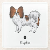 Niedlicher Hund mit rotem Sable Papillon mit benut Glasuntersetzer (Vorderseite)
