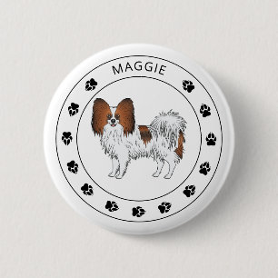 Niedlicher Hund mit rotem Sable Papillon mit Namen Button